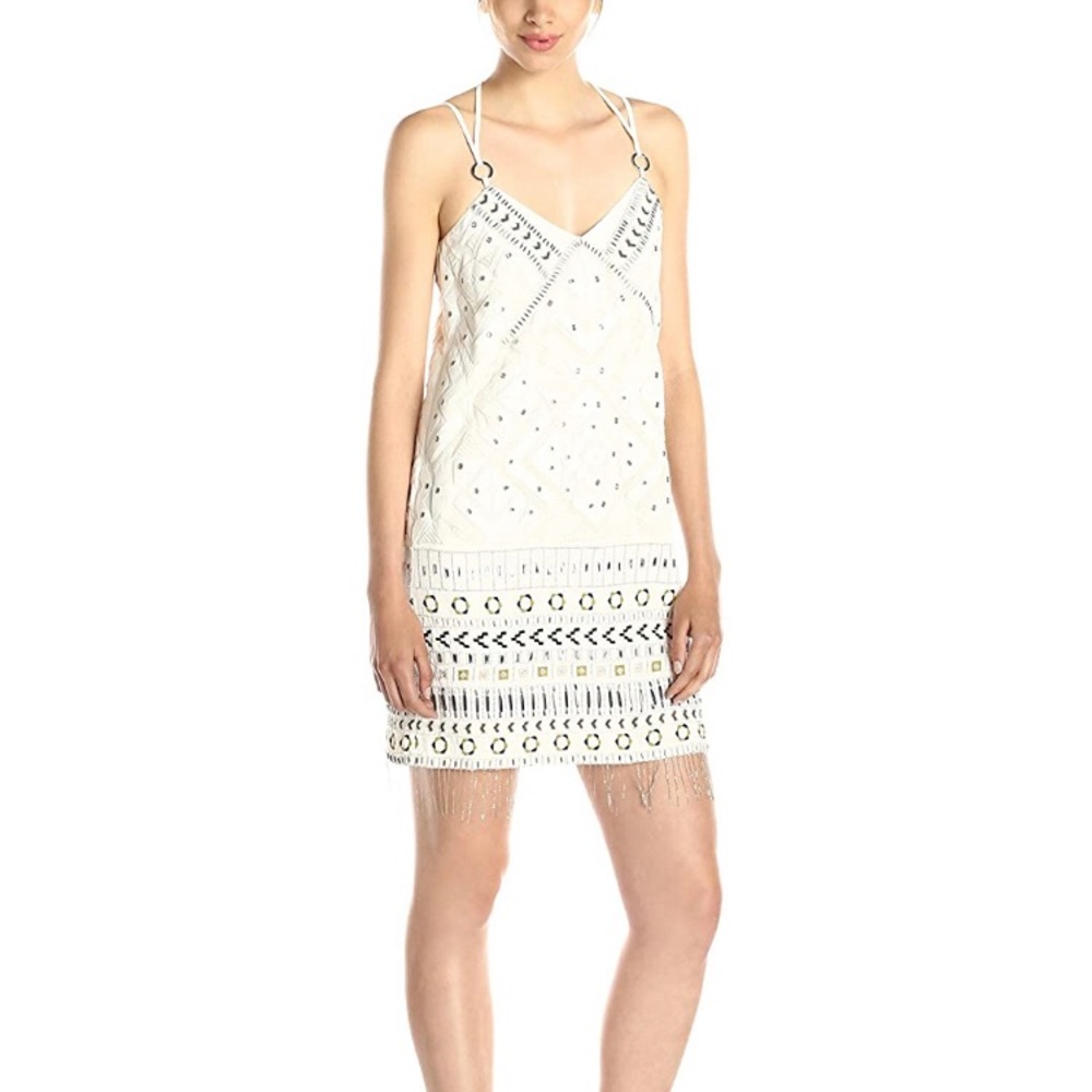 French Connection White Beaded Dress SZ 2